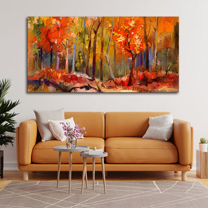 Nature Wall Painting of Colorful Autumn Forest