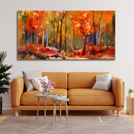 Nature Wall Painting of Colorful Autumn Forest