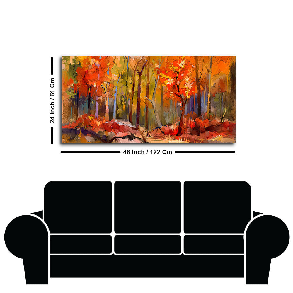 Nature Wall Painting of Colorful Autumn Forest