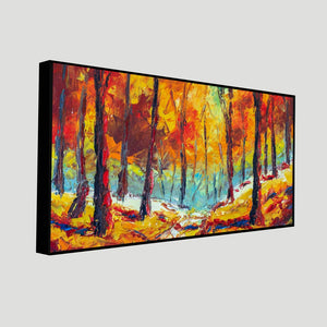 Nature Wall Painting of Colorful Autumn Season Forest