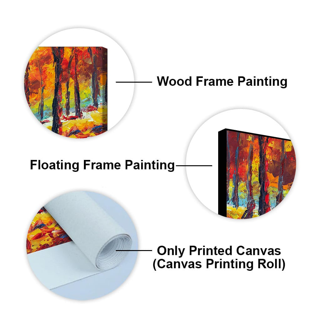 Nature Wall Painting of Colorful Autumn Season Forest