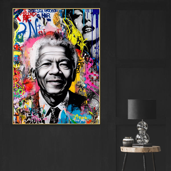 Nelson Mandela Street Art Portrait Cotton Canvas Wall Painting