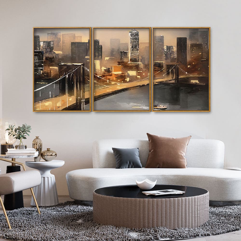 New York City Bridge Premium Floating Canvas Wall Painting Set of Three