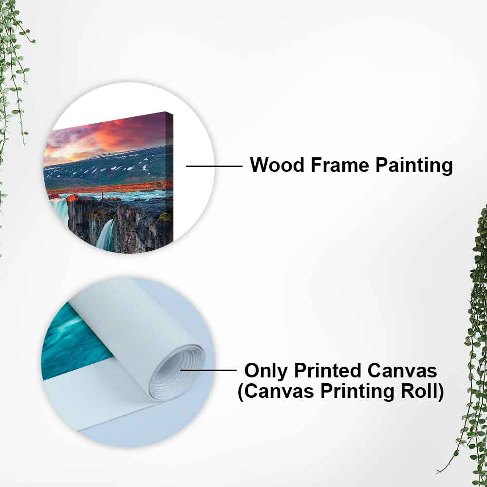 Scenery of Waterfall In Forest Premium Wall Painting