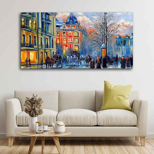 Old City in Winters Canvas Wall Painting