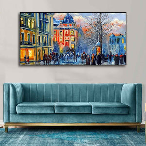 Old City in Winters Canvas Wall Painting