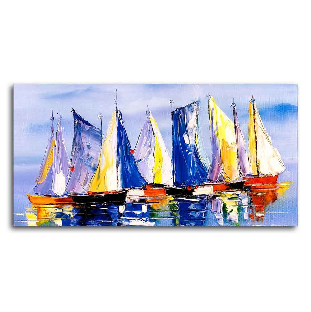 Sailing Boats in Ocean Canvas Wall Painting