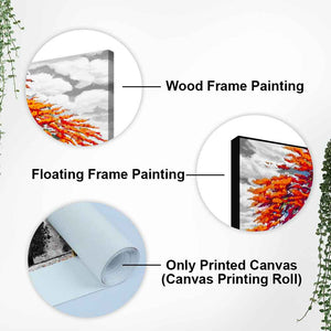 Orange Color Peacock Flowers Tree Premium Wall Painting