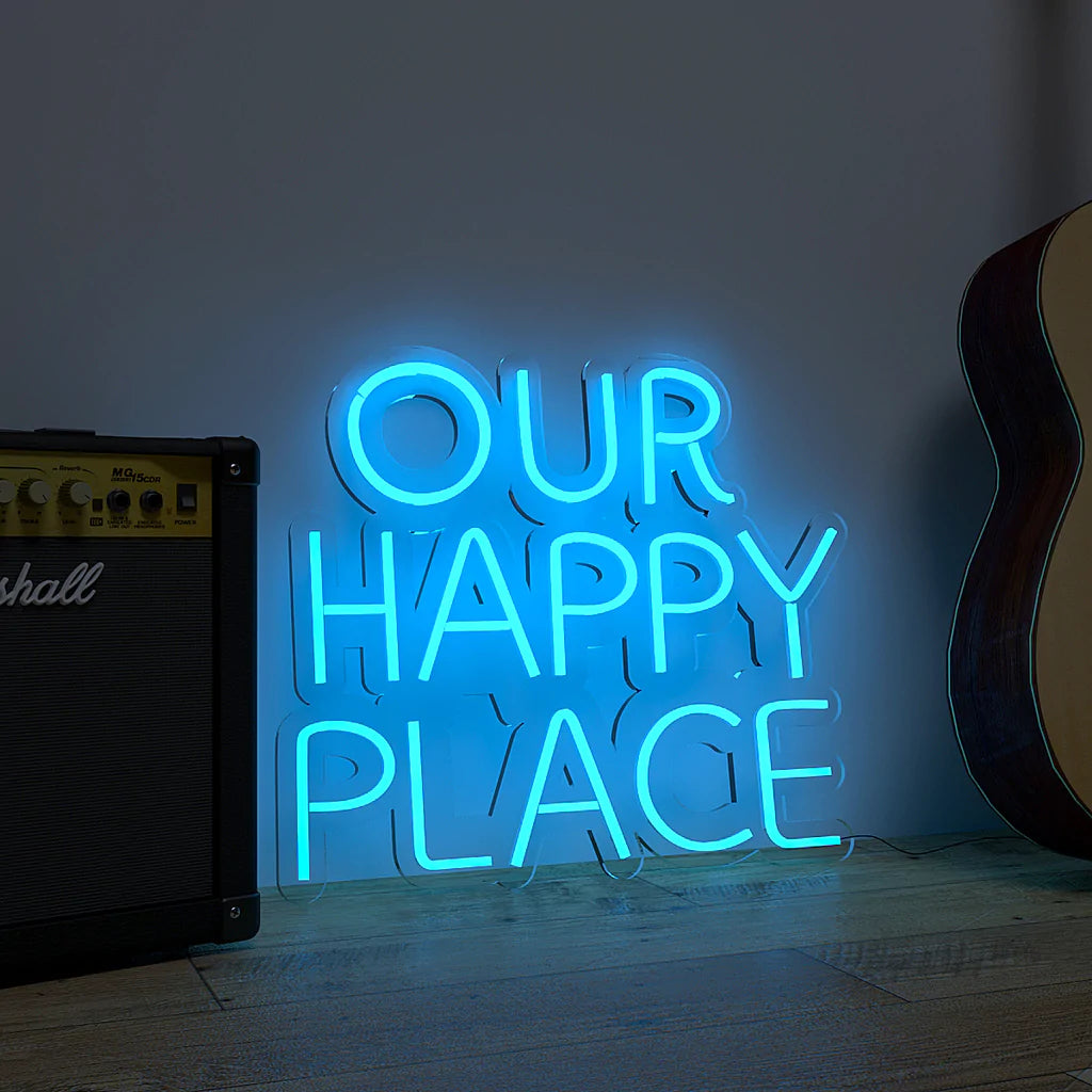 Our Happy Place Text Neon LED Light