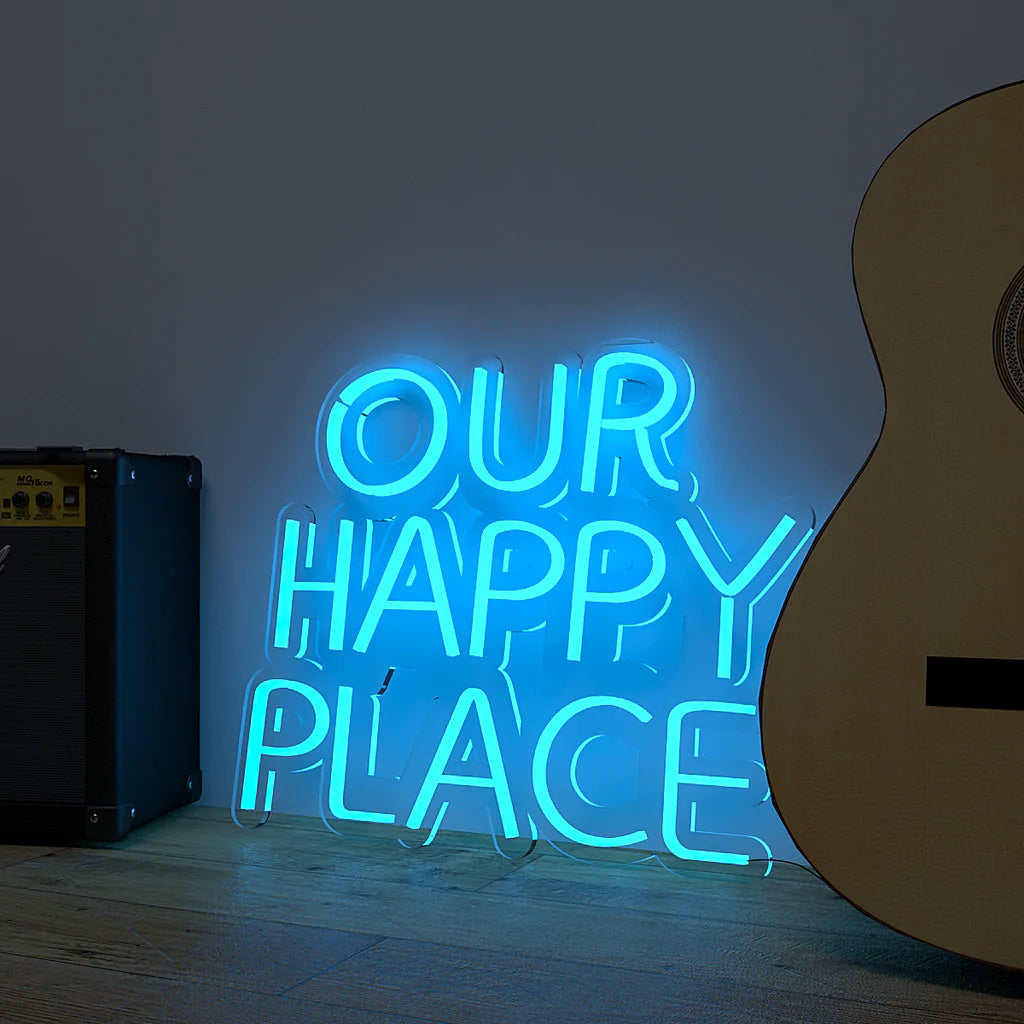 Our Happy Place Text Neon LED Light