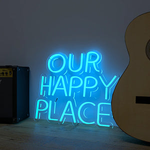 Our Happy Place Text Neon LED Light