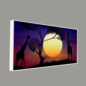 Pair of Giraffe at Night Canvas Wall Painting