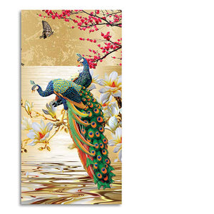 Pair of Peacock Canvas Wall Painting