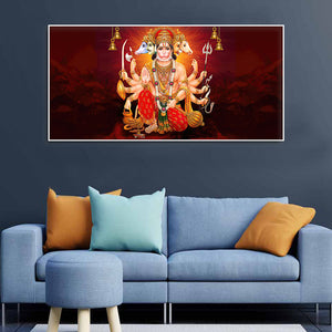 Panchmukhi Bajrangbali Canvas Wall Painting