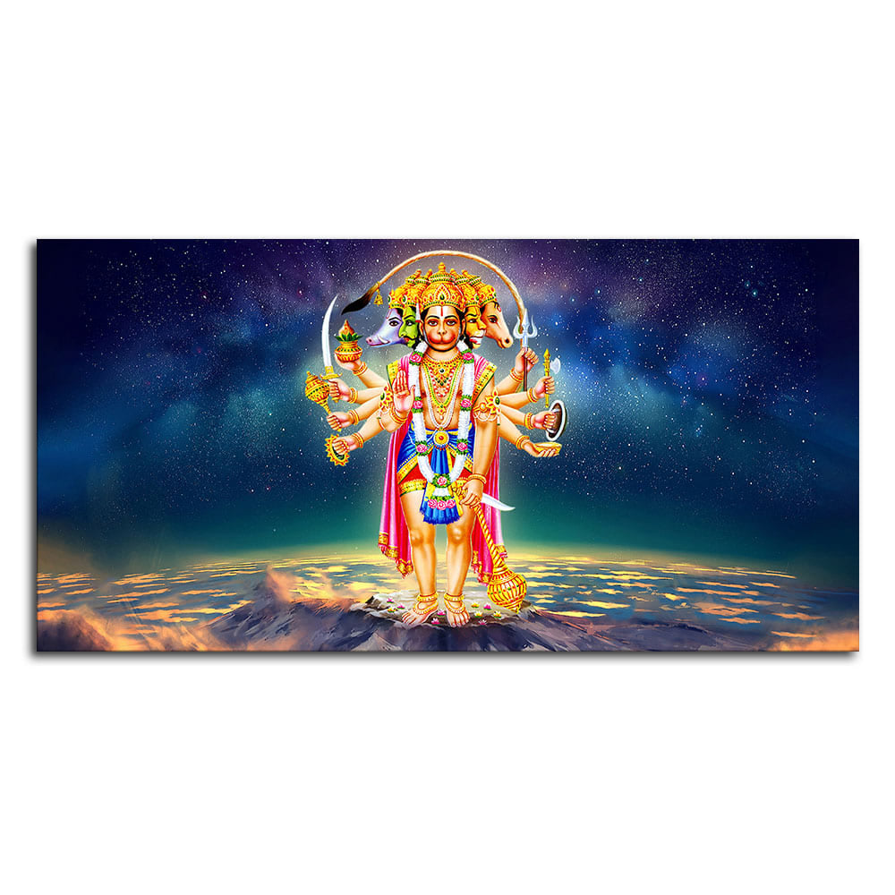 Panchmukhi Bajrangbali Scenery Premium Canvas Wall Painting