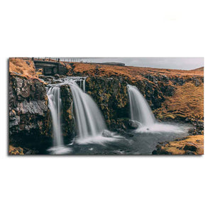 Panoramic Canvas Wall Painting of Amazing Waterfall in Iceland