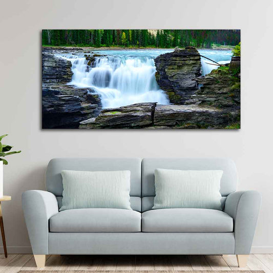 Panoramic Canvas Wall Painting of Amazing Waterfall View