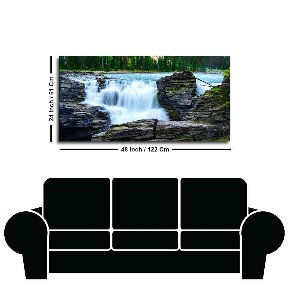 Panoramic Canvas Wall Painting of Amazing Waterfall View