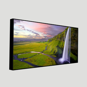 Panoramic Canvas Wall Painting of Unreal view of Waterfall at Sunset