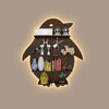 Penguin Backlit Designer Wooden Wall Shelf / Book Shelf / Night Light, Walnut Finish