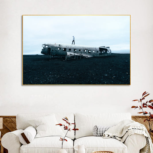 Plane Crash Floating Canvas Wall Painting