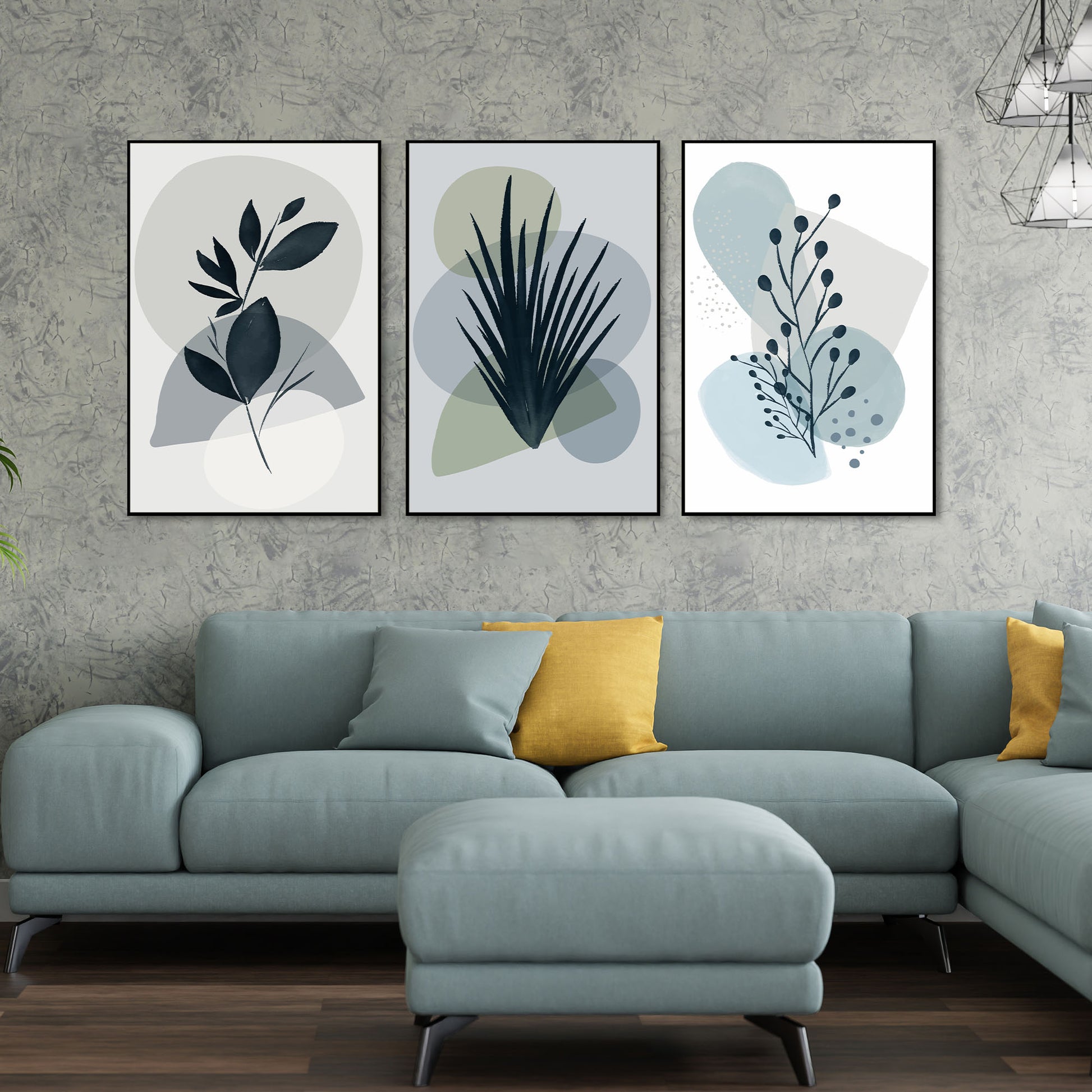 Plants Floating Canvas Wall Painting Set of Three