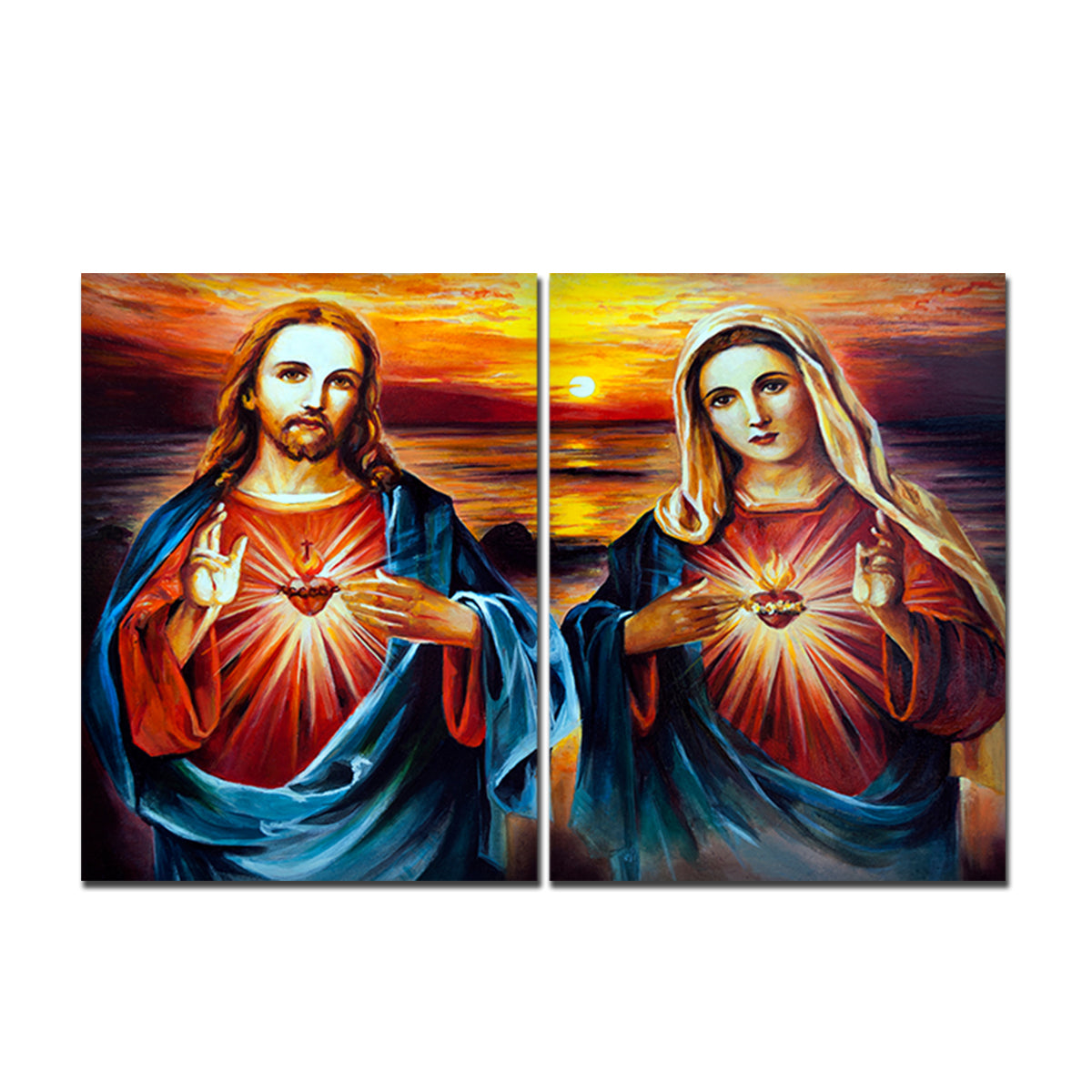 Premium 2 Pieces Wall Painting of Mother Mary and Jesus