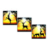 Premium 3 Pieces Wall Painting of Black Deer Silhouette in the Forest