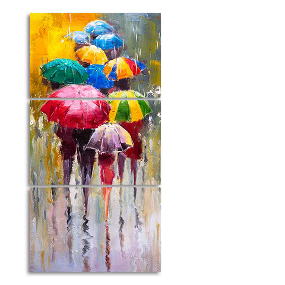 Premium 3 Pieces Wall Painting of Rainy Day