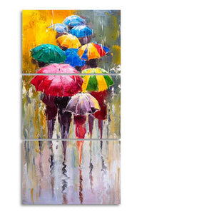 Premium 3 Pieces Wall Painting of Rainy Day