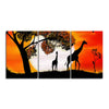 Premium 3 Pieces Wall Painting of Pair of Giraffe under a Tree in Sunset