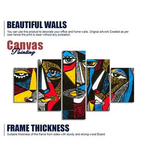 Premium 5 Pieces Wall Painting of Abstract Faces Modern Art