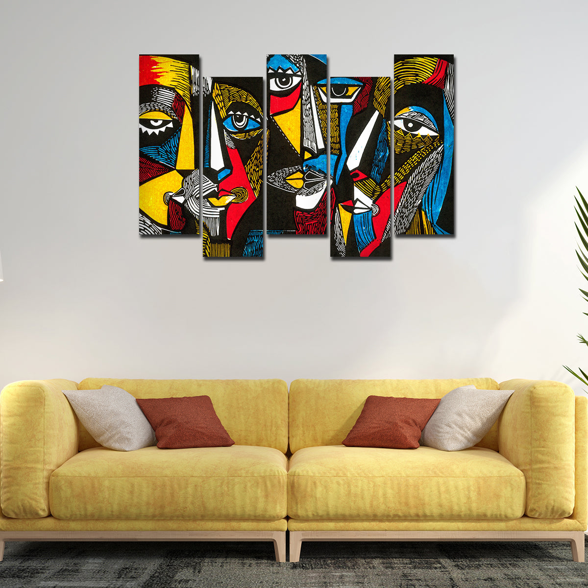 Premium Abstract Faces Bedroom Wall Painting