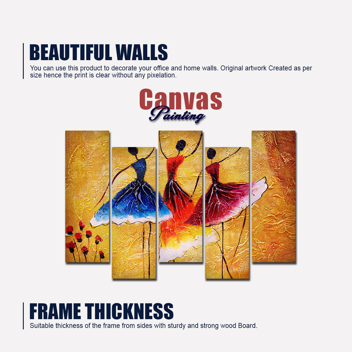 Premium  5 Pieces Wall Painting of Three Women doing Spanish Dance