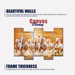 Seven Running Horses Wall Painting Canvas Painting Premium 5 Pieces