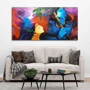 Premium Abstract Painting of Lord Radha Krishna