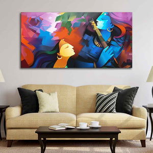 Premium Abstract Painting of Lord Radha Krishna