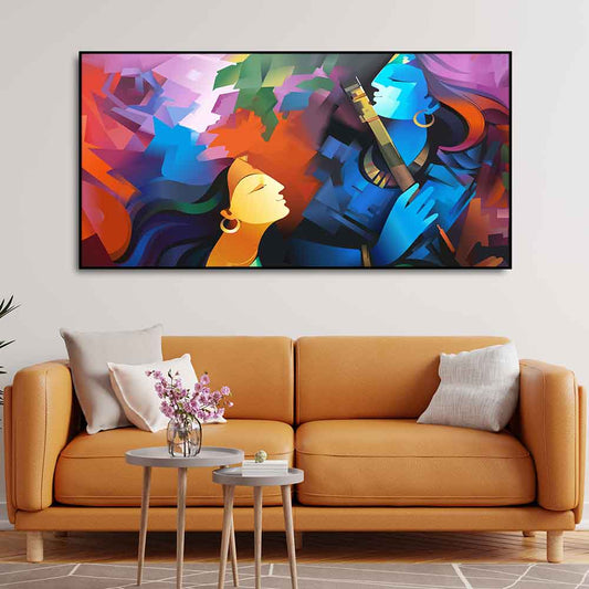 Premium Abstract Painting of Lord Radha Krishna