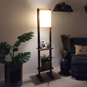 Premium Biped Brown Artistic Wooden Floor Lamp