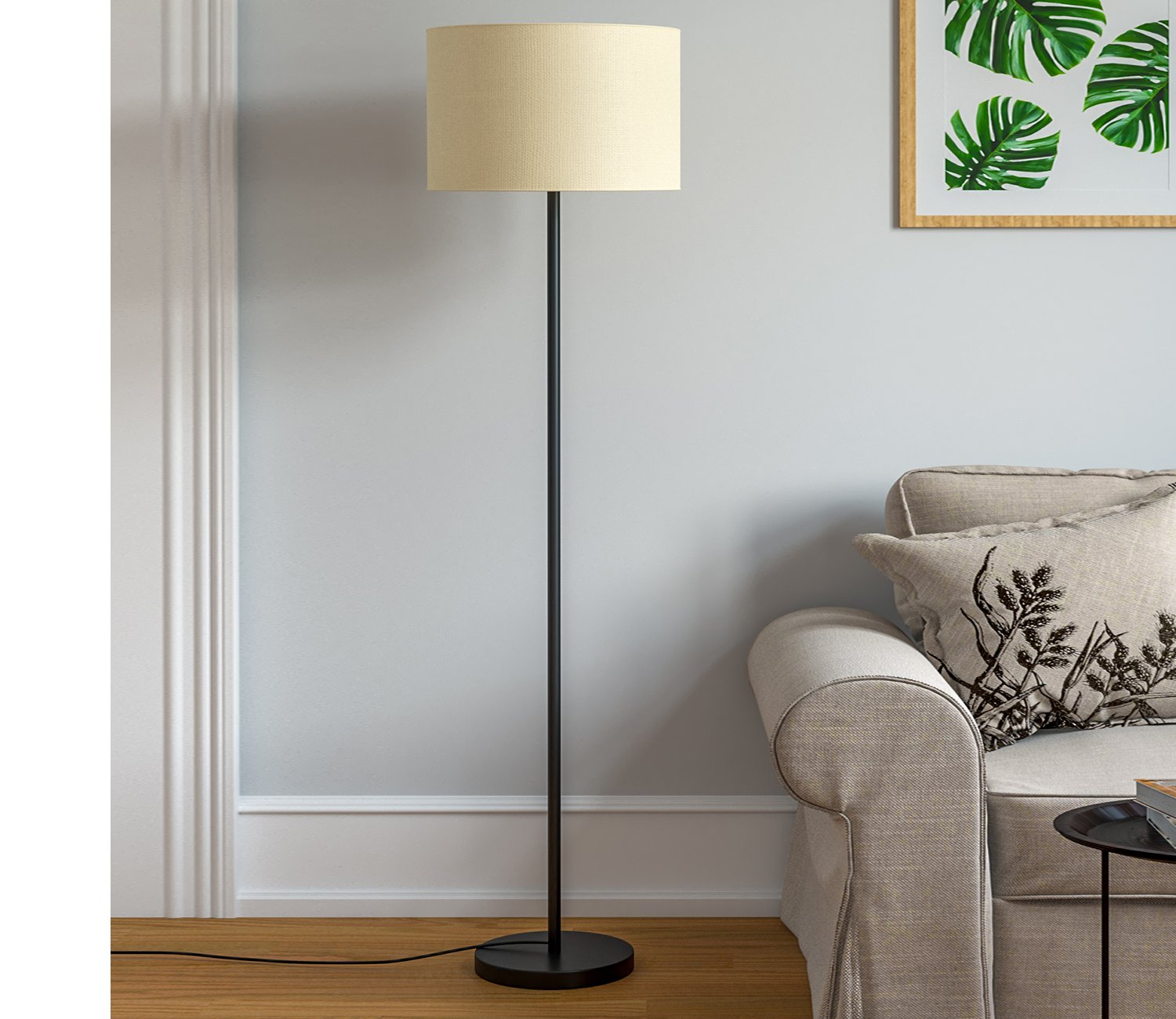 Premium Black Metal Finish Modern Sleek Floor Lamp