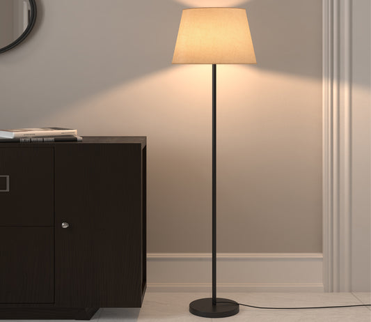 Premium Black Polished Modern Metal Sleek Floor Lamp