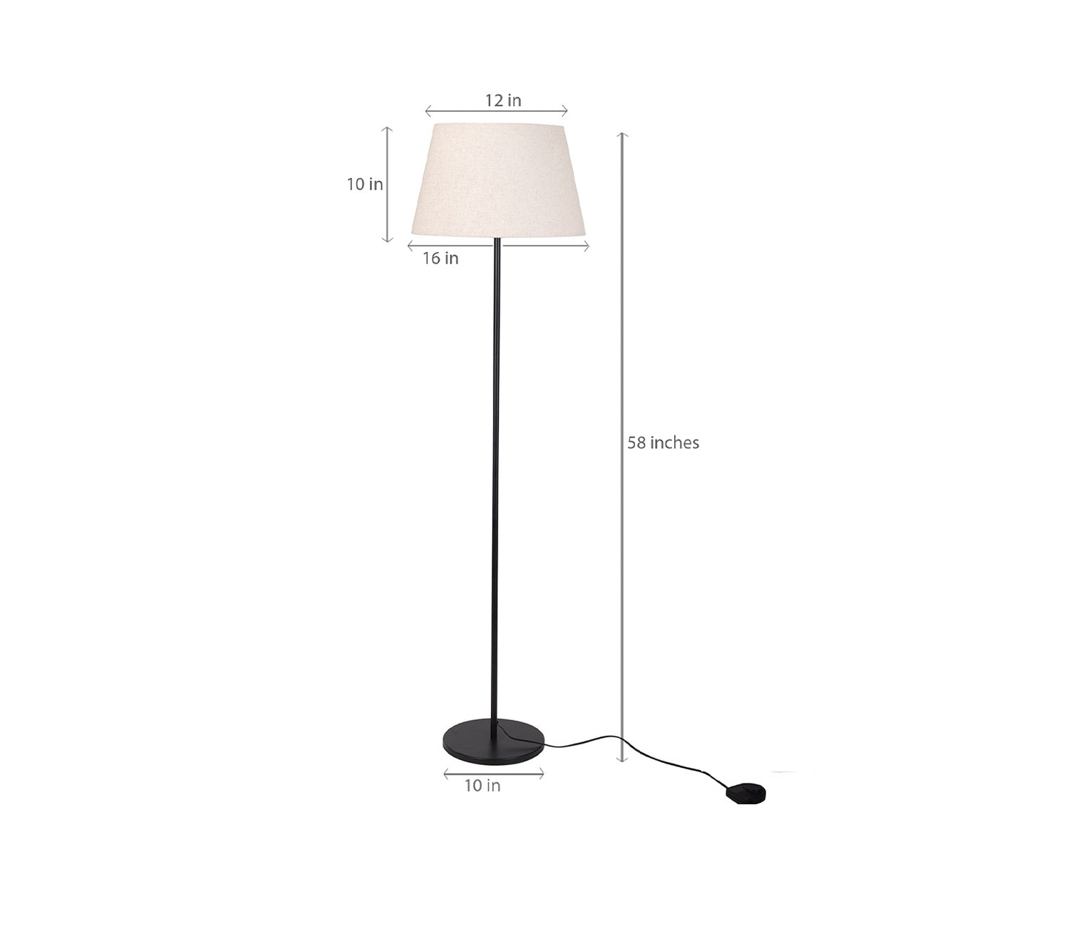 Premium Black Polished Modern Metal Sleek Floor Lamp