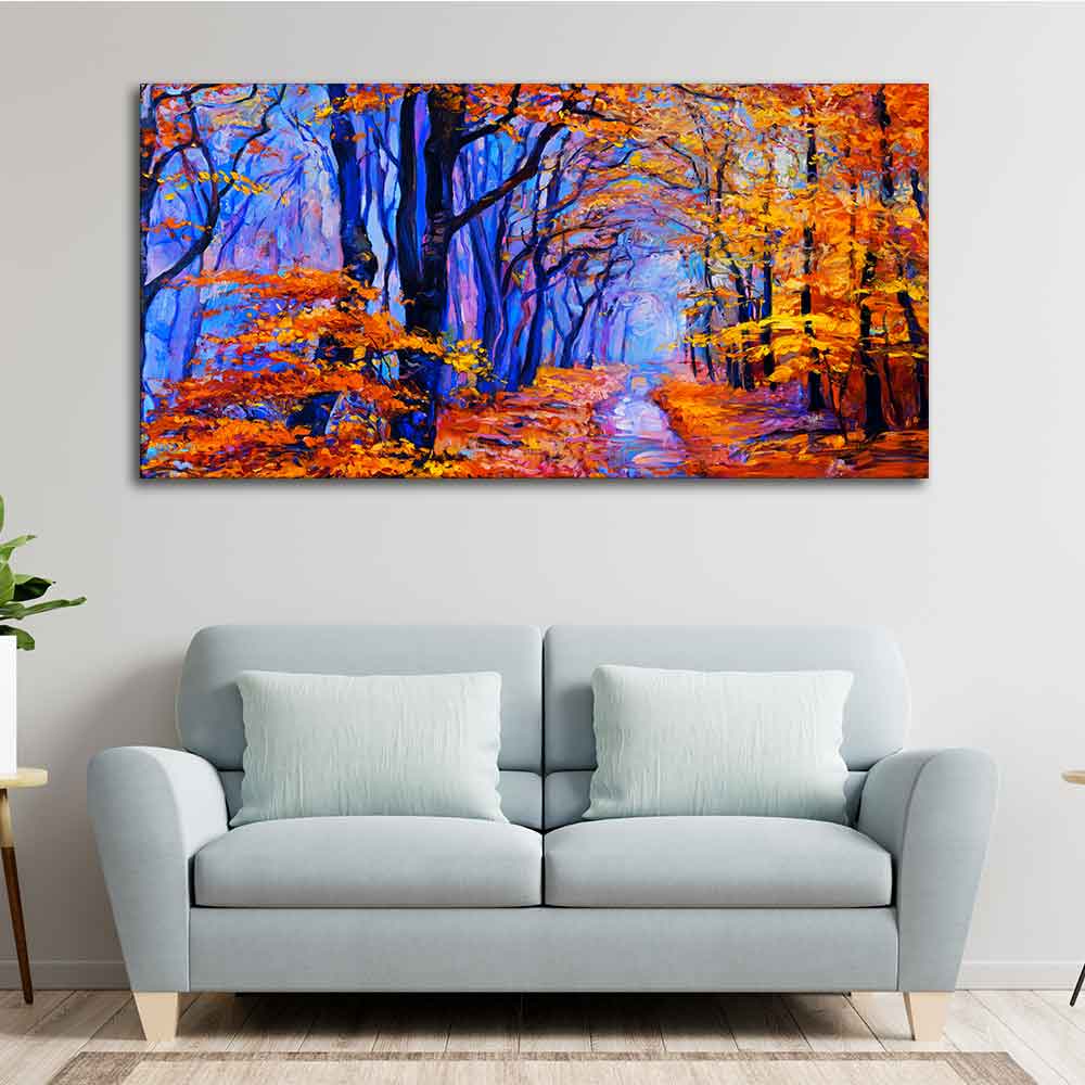 Premium Canvas Abstract Art Wall Painting of Forest in Autumn