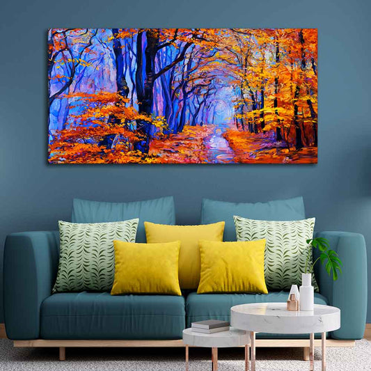 Premium Canvas Abstract Art Wall Painting of Forest in Autumn