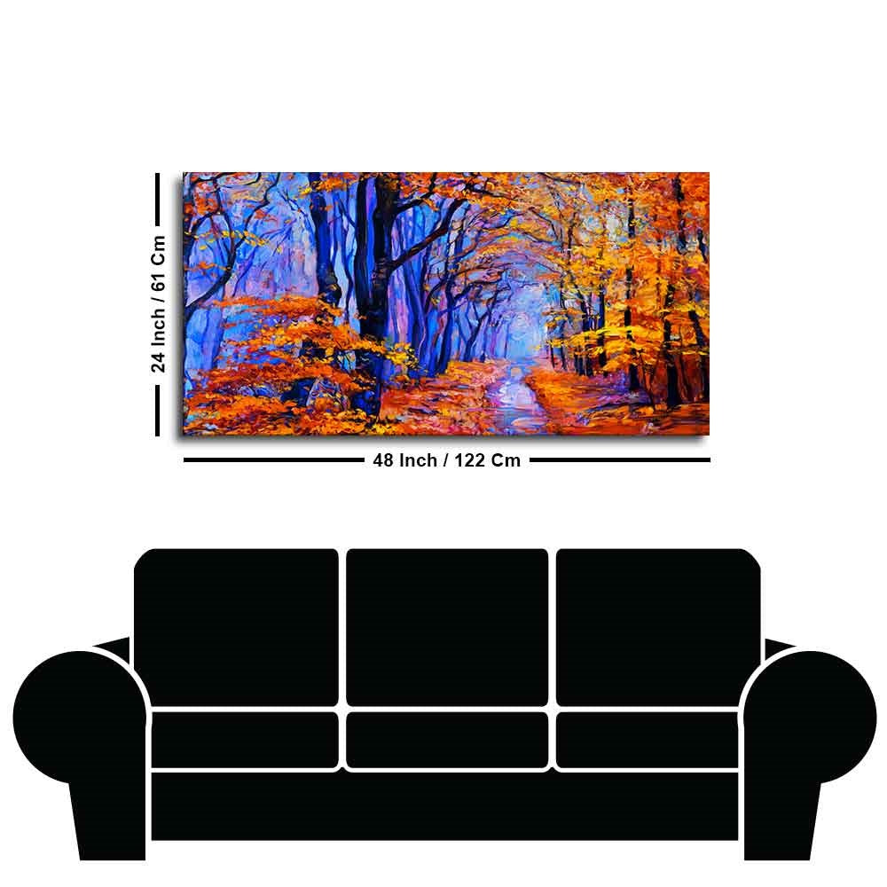 Premium Canvas Abstract Art Wall Painting of Forest in Autumn