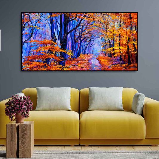 Premium Canvas Abstract Art Wall Painting of Forest in Autumn