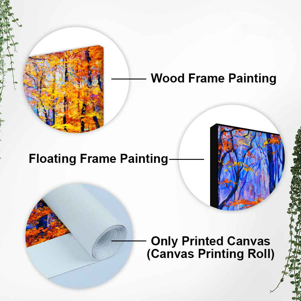 Premium Canvas Abstract Art Wall Painting of Forest in Autumn