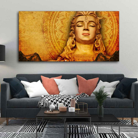 Premium Canvas Spiritual Lord Shiva Wall Painting