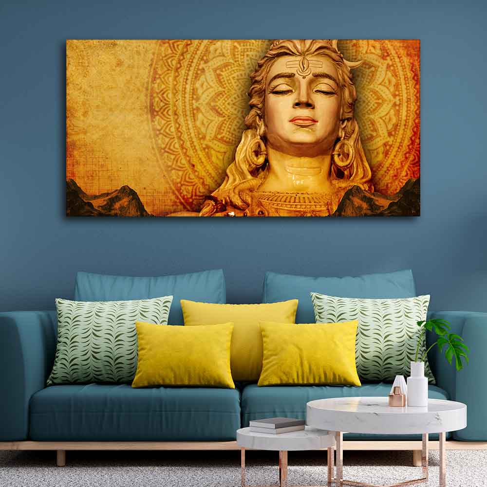 Premium Canvas Spiritual Lord Shiva Wall Painting