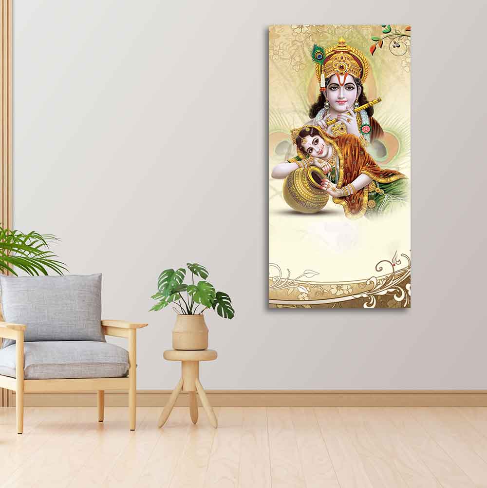 Premium Canvas Vertical Wall Painting of Lord Radha Krishna